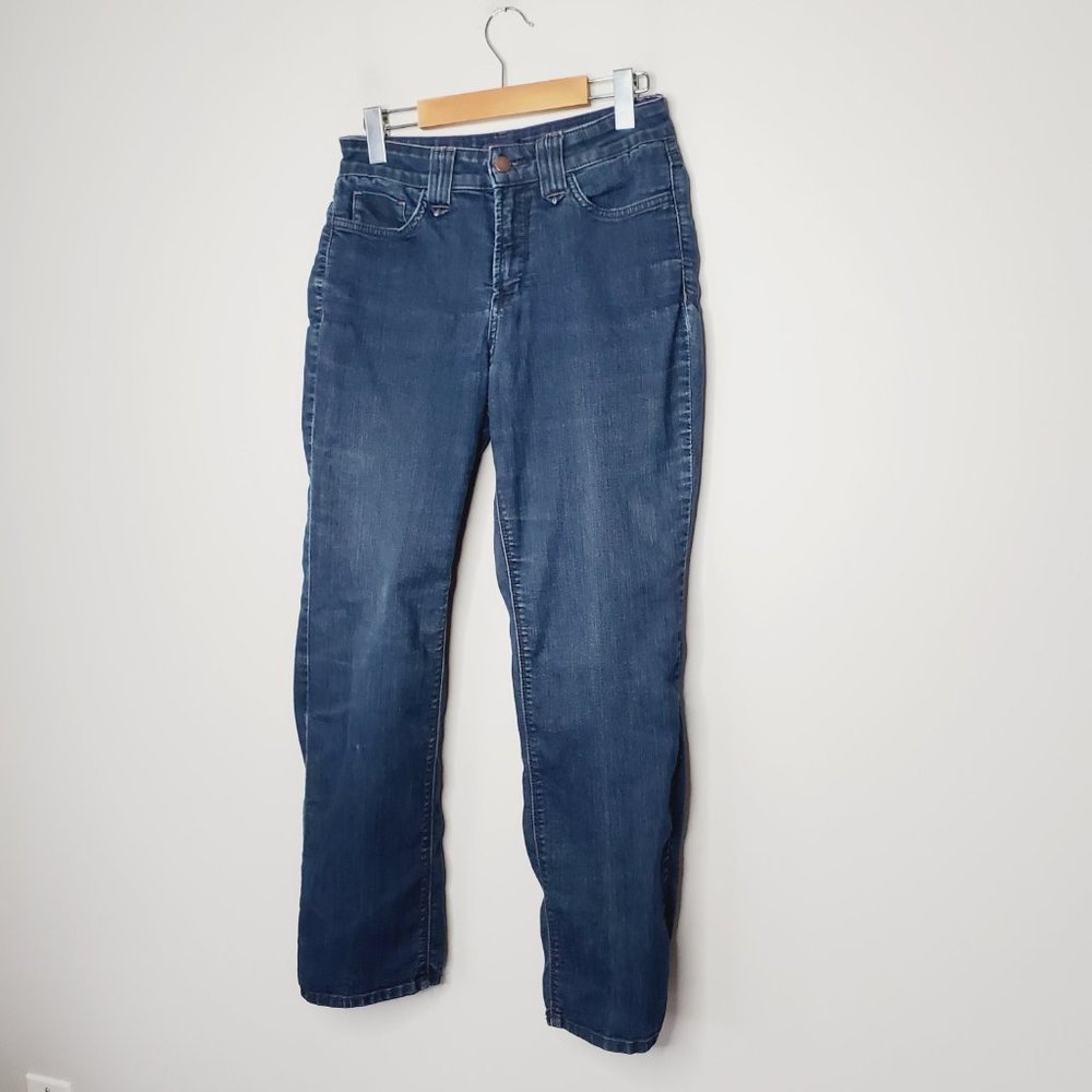 NYDJ Blue Classic Straight Leg Mid Rise Jeans - Picture 2 of 12